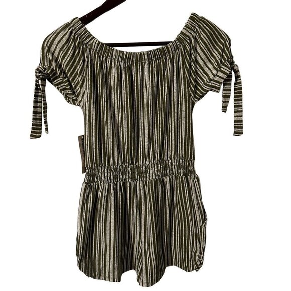 NWT Derek Heart Green & White Juniors‎ Romper, Small - Picture 2 of 14